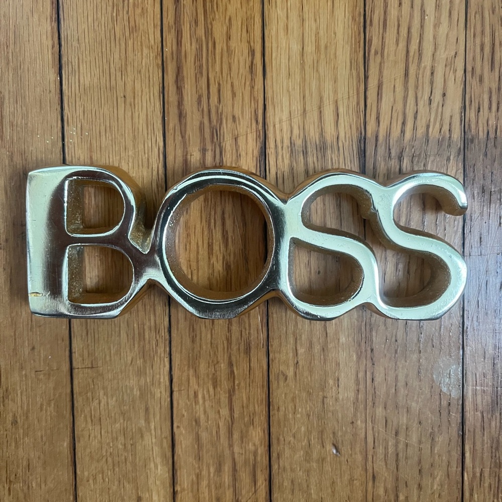 Boss Brass Gold Sign Statue Figurine Pop Art Hip Office Bookcase Hip Hop NWT